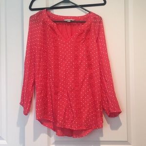 Coral Summer polka dot blouse